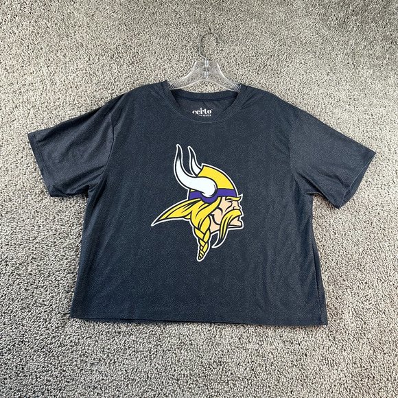 Certo Tops - Minnesota Vikings Shirt Womens Medium Gray Purple NFL Football Cropped Ladies
